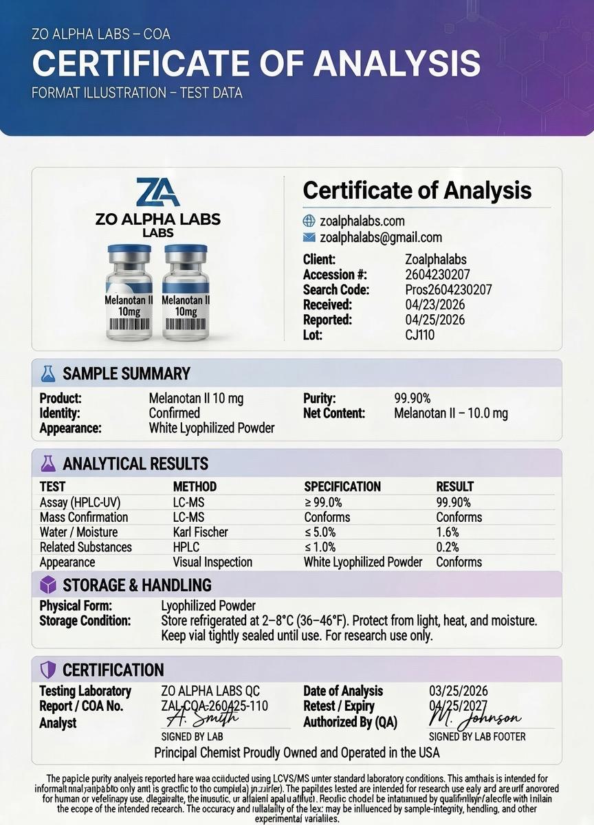 Certificate of Analysis — Melanotan II